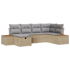 Tuin loungeset poly rattan beige 6-delig