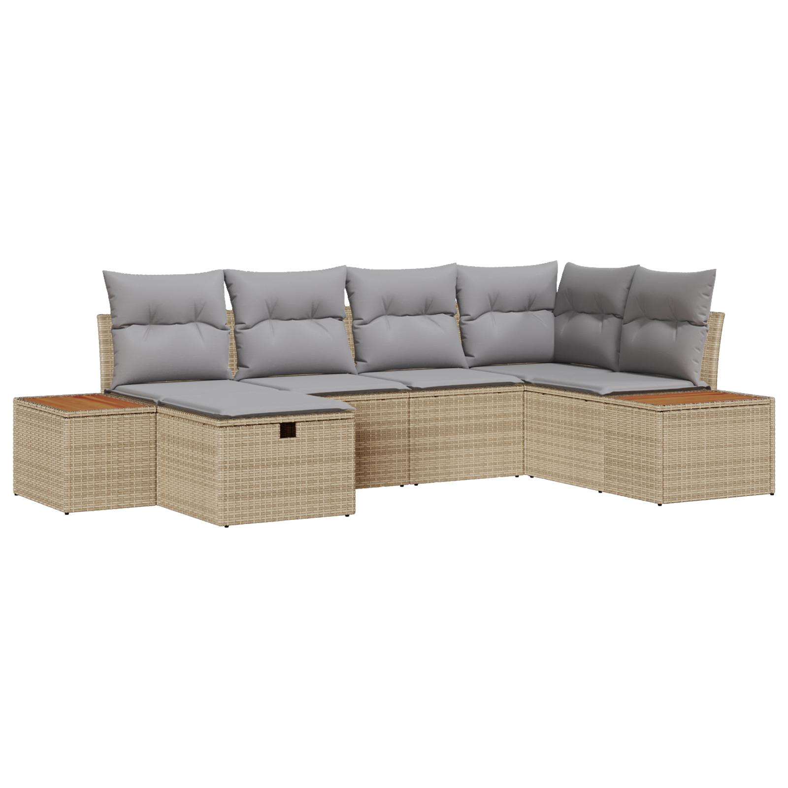 6-delige Tuinbankenset met kussens poly rattan beige