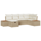 Loungebanken set 6-delig poly rattan beige
