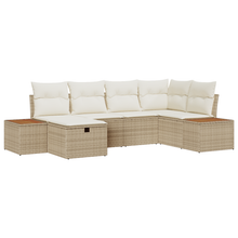 6-delige Tuinbankenset met kussens poly rattan beige