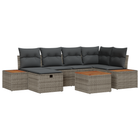 Garden Sofa Set with cushions 7 pcs Grey 55 x 62 x 69 cm Poly Rattan