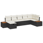 Garden Sofa Set with Cushions 7 pcs Black Poly Rattan