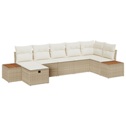 Loungebank set 7-delig poly rotan beige