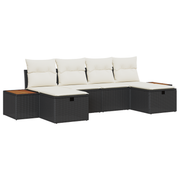 Garden Sofa Set with Cushion 6 pcs Black 55 x 62 x 69 cm Poly Rattan