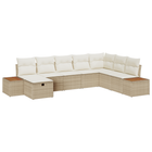 Tuin loungeset poly rattan beige 8-delig