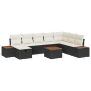 Loungeset 9-delig poly rotan zwart