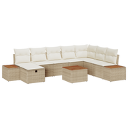 Tuin loungebank set 9-delig poly rattan beige