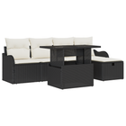 Tuin loungebank set 6-delig zwart poly rotan
