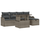 Tuinset poly rotan grijs 6-delig modulair