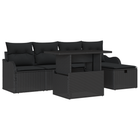 Loungebank set 6-delig poly rotan zwart