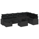 Garden Sofa Set with Cushion with Storage 9 pcs Black Poly Rattan