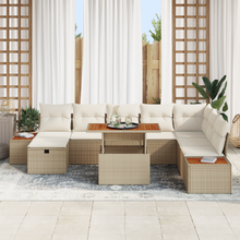 9-delige Tuinbankenset met kussens poly rattan acacia beige