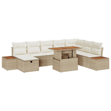 9-delige Tuinbankenset met kussens poly rattan acacia beige