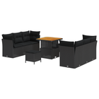 Tuin loungeset 9-delig poly rattan zwart acacia