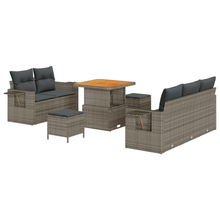 8-delige Tuinbankenset met kussens poly rattan acacia grijs