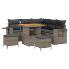 Loungebanken 8-delig poly rattan acacia grijs