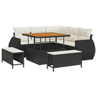 Garden sofa set 8 pcs Black poly rattan