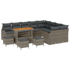 Tuinbankenset poly rattan acacia grijs 5-zitter