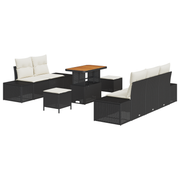 Garden Sofa Set with Cushions 8 pcs Black poly rattan
