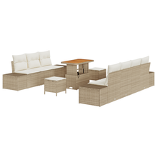 10-delige Tuinbankenset met kussens poly rattan acacia beige