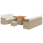 Garden Lounge Set 10 pcs Beige poly rattan