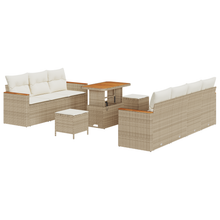 10-delige Tuinbankenset met kussens poly rattan acacia beige