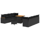Tuinbankenset poly rattan acacia 11-delig zwart