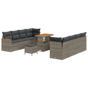 Tuinbankenset poly rattan grijs 11-delig