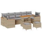 Tuinbankenset poly rattan 10-delig beige