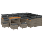 Tuinbankenset 13-delig poly rattan grijs