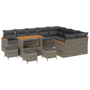 Tuinbankenset 13-delig poly rattan grijs