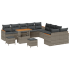 Tuinbankenset poly rattan acacia 13-delig grijs