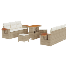 9-delige Tuinbankenset met kussens poly rattan acacia beige