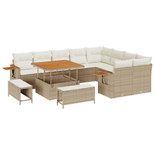 12-delige Tuinbankenset met kussens poly rattan acacia beige