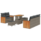 Tuinbankenset 8-delig polyrattan grijs