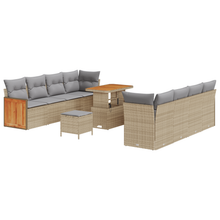 11-delige Tuinbankenset met kussens poly rattan acacia beige