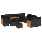 Tuinbankenset 13-delig poly rattan zwart