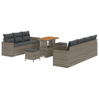 Tuin loungebank 10-delig poly rattan grijs