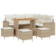 Tuinbankenset poly rattan 6 personen beige