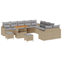 13-delige Tuinbankenset met kussens poly rattan acacia beige