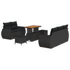 Loungebank 8-delig poly rattan acacia zwart