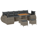 Tuinset 10-delig poly rattan acacia grijs