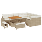 Tuinset poly rattan acacia 12-delig beige