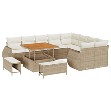 12-delige Tuinbankenset met kussens poly rattan acacia beige