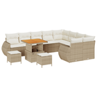 Tuinset loungebanken 12-delig poly rattan beige