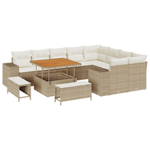 12-delige tuinset met kussens - beige poly rattan, acacia
