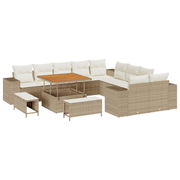 Tuin loungebank set 13-delig poly rattan beige crème