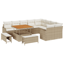 12-delige Tuinbankenset met kussens poly rattan acacia beige