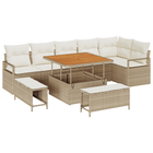 Loungeset 9-delig poly rattan acacia beige