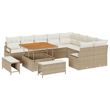 12-delige Tuinbankenset met kussens poly rattan acacia beige
